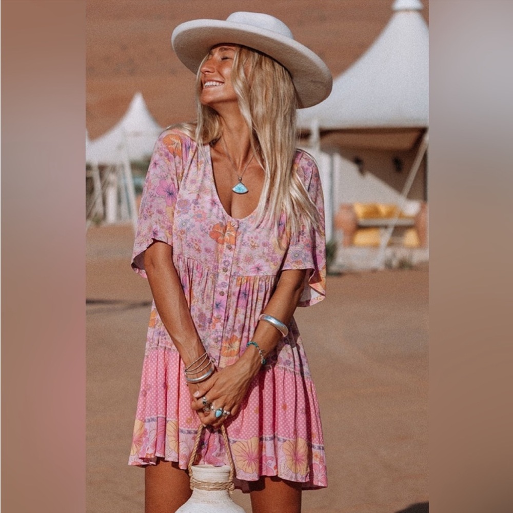 ⭐️SPELL & THE GYPSY COLLECTIVE⭐️ Hibiscus Lane Mini Dress In Musk Size S